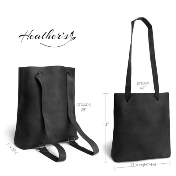 Convertible Backpack Shoulder Bag, Full Grain Leather, Spacious Crossbody Purse